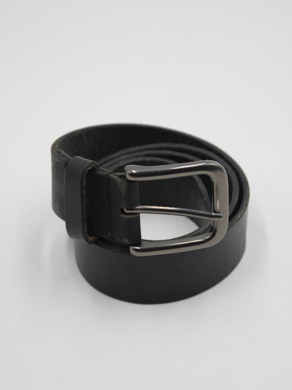 Timberland Black Better Leather Belt Men's Size 32 Silver Buckle 1.25" W READ